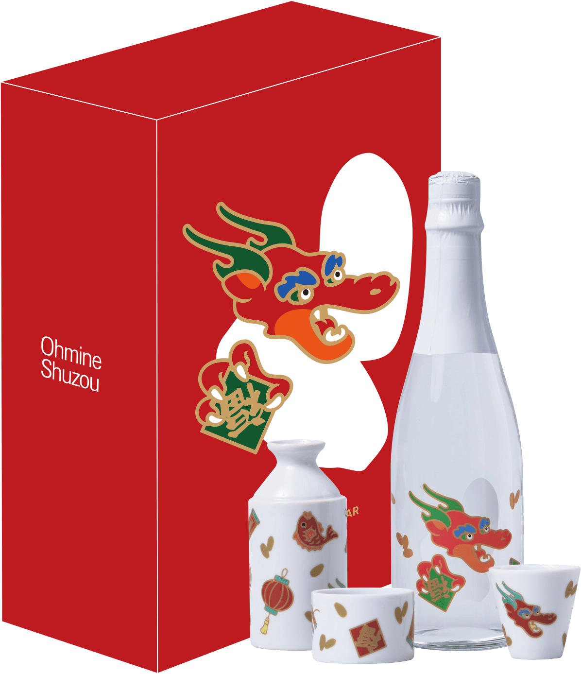大嶺酒造 Ohmine 兩粒米 龍年 干支酒 杯子組禮盒